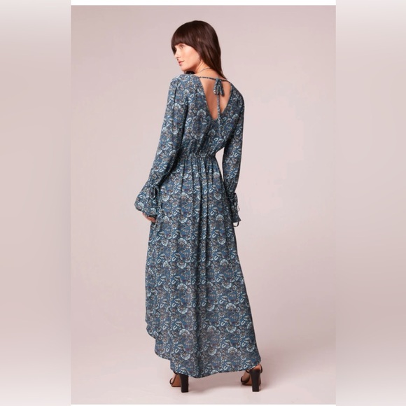 NWT Band Of The Free JEWEL TEAL FLORAL WRAP MAXI DRESS High Low Bohemian Style - Picture 3 of 5